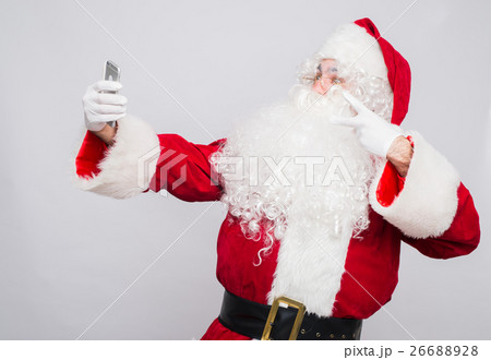 Santa Claus makes a selfie on white background 26688928