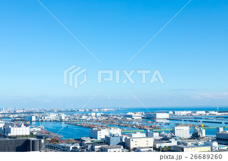 都市風景　新木場方面を撮影　青空　東京　江東区　 26689260