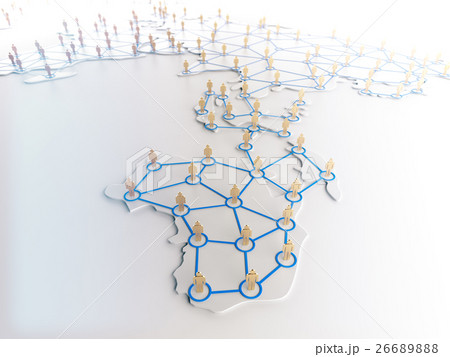 Social network with human symbol in world map. Social network with human symbol in world map. 26689888
