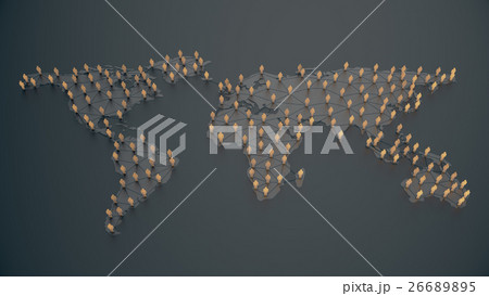 Social network with human symbol in world map. Social network with human symbol in world map. 26689895