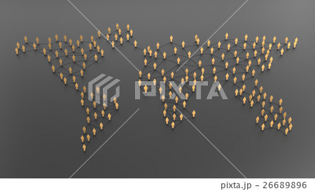 Social network with human symbol in world map. 26689896