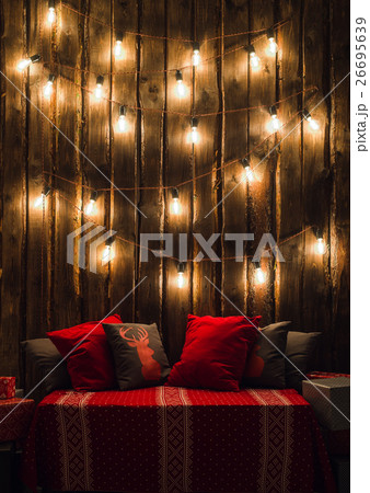 Christmas decorated place in a room with old Christmas decorated place in a room with old 26695639