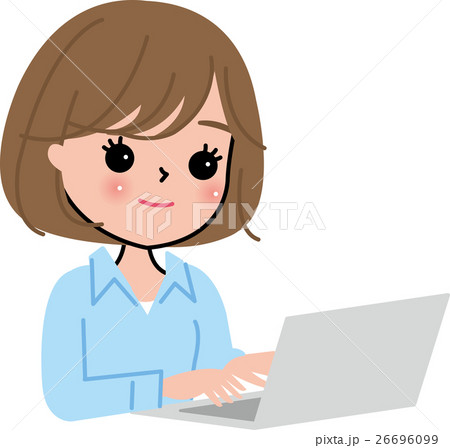 働く女性 笑顔 パソコン 求人 転職のイラスト素材