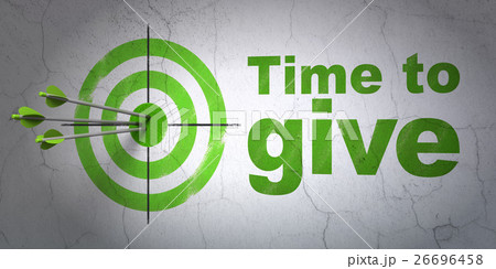 Time concept: target and Time To Give on wall 26696458