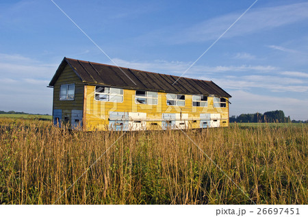 apiary hives, bee house truck trailer in summer 26697451