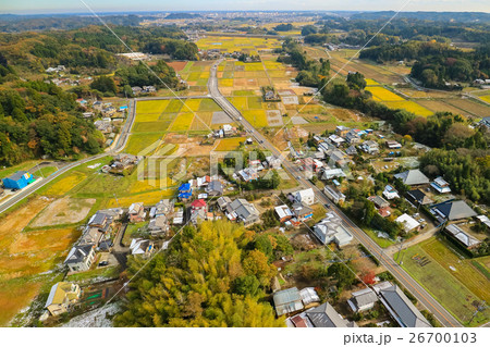 長南町　里山の風景を空撮 26700103