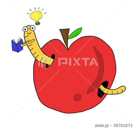 worm reading book in red apple worm reading book in red apple 26701073