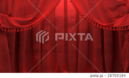 red velvet curtain opening the scene 26703164