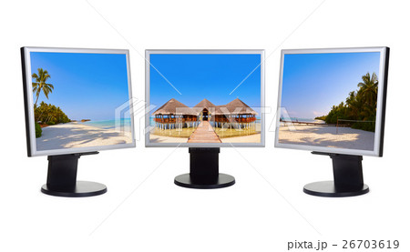 Maldives panorama in computer monitorsの写真素材 [26703619] - PIXTA