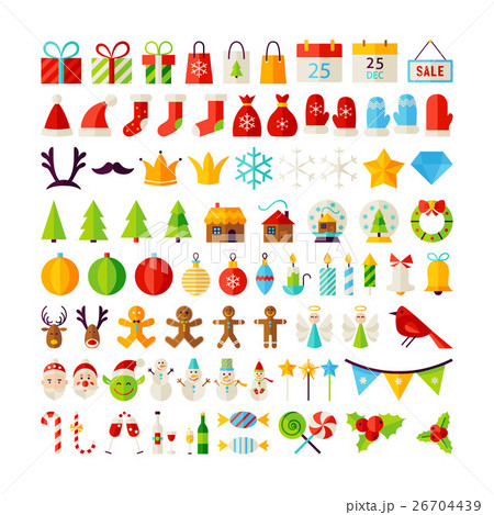 Big Set Merry Christmas Objects 26704439