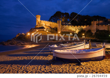 Town of Tossa de Mar by Night in Spain 26704459