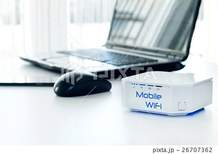 Mobile WiFi router device on the desk 26707362