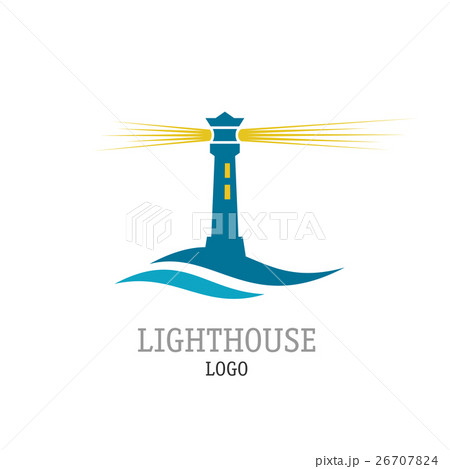 Lighthouse with waves simple logo 26707824