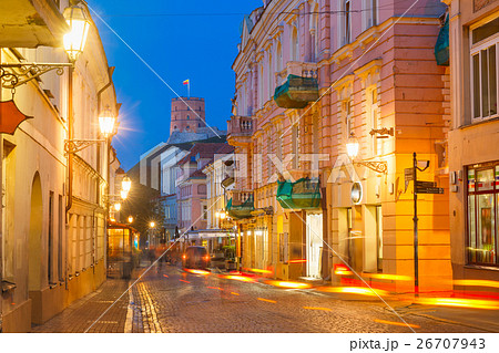 Pilies Street at night, Vilnius, Lithuania 26707943