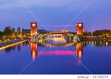 architecture building and colorful bridge architecture building and colorful bridge 26708204