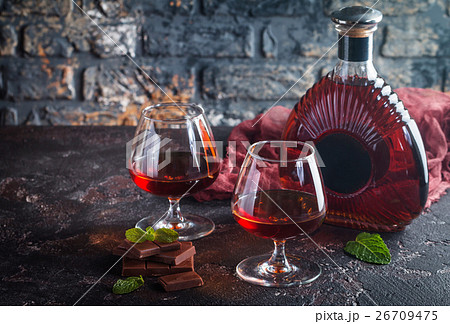 Two glasses of brandy or cognac Two glasses of brandy or cognac 26709475