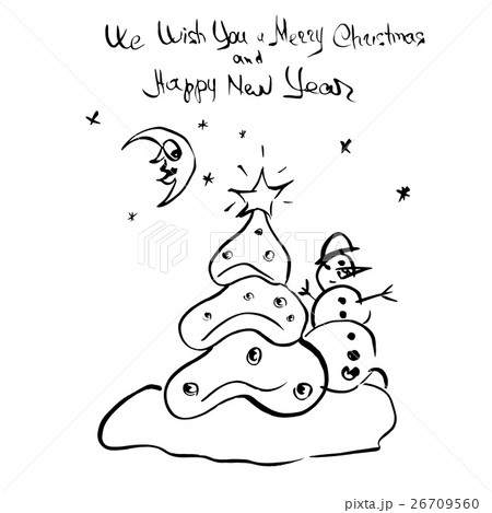 Hand drawn ink sketch. Christmas greeting card. Hand drawn ink sketch. Christmas greeting card. 26709560