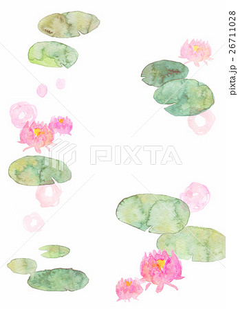 水彩イラスト 蓮の花のイラスト素材