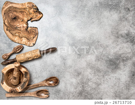 Wooden kitchen utensils kitchen table food prepar Wooden kitchen utensils kitchen table food prepar 26713710