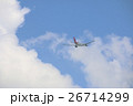 behind of commercial plane into blue sky 26714299