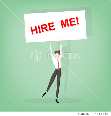 Businessman holding HIRE ME sign 26714316