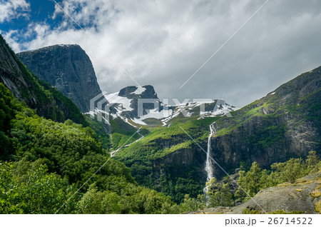 Norway nature with green mountain slopes and 26714522