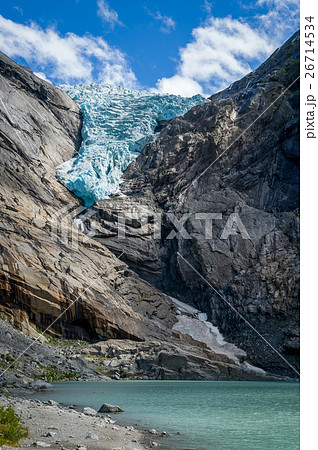 Briksdalsbreen glacier and lake vertical photo 26714534