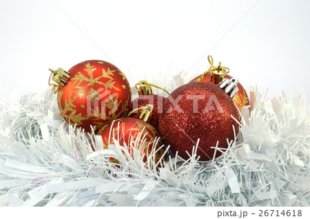 Five Christmas baubles. 26714618