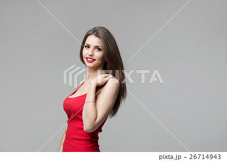 Portrait of beautiful brunette woman posing in 26714943
