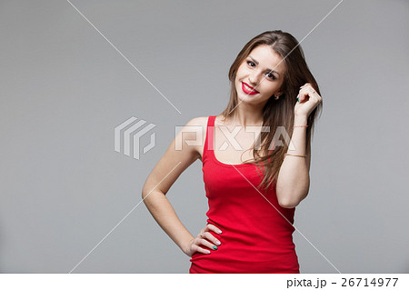 Portrait of beautiful brunette woman posing in 26714977