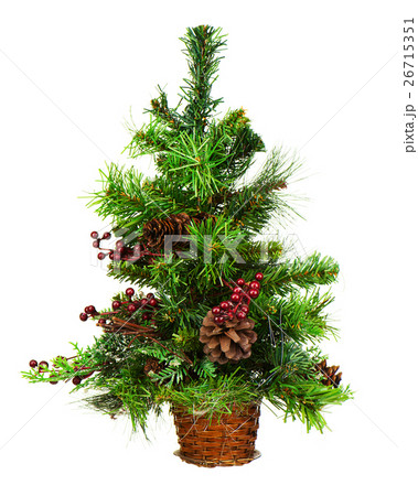 Green Decorated Christmas Tree Isolated on White Background. Green Decorated Christmas Tree Isolated on White Background. 26715351