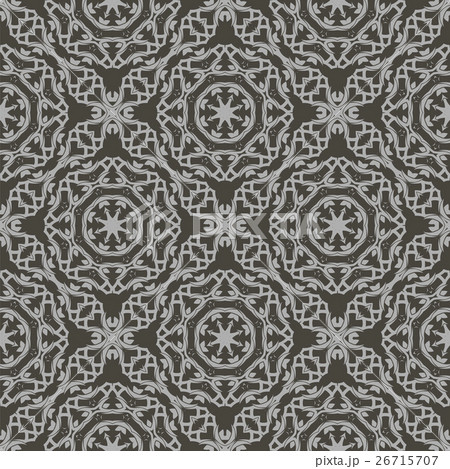 Grey Ornamental Seamless Line Pattern 26715707