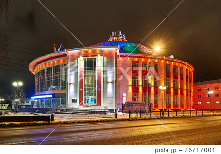 Building of Russian circus at night with colored 26717001