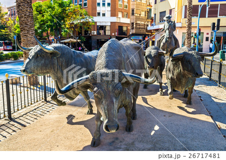 Statue of bulls near the Plaza de Toros in 26717481