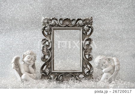Picture frame with guardian angel. Christmas deco Picture frame with guardian angel. Christmas deco 26720017