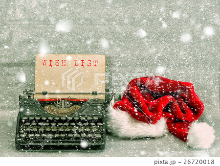 Old typewriter red hat Merry Christmas Wish List 26720018