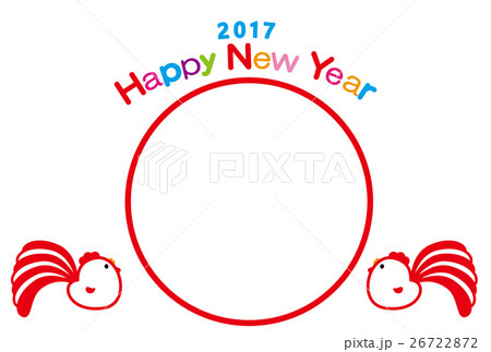 フォトフレーム年賀状2017　HappyNewYear　にわとりカップル　酉年 26722872