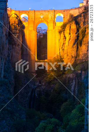 Bridge called Puente Nuevo in evening. Ronda 26723155