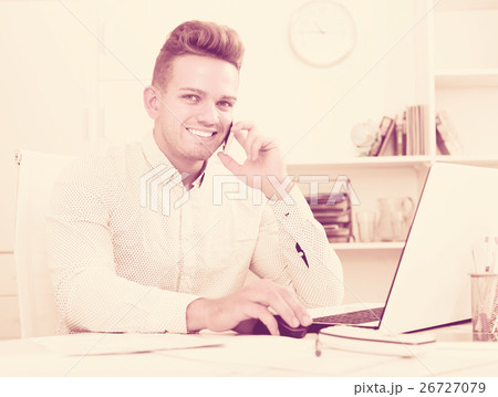 Man having mobile conversation Man having mobile conversation 26727079