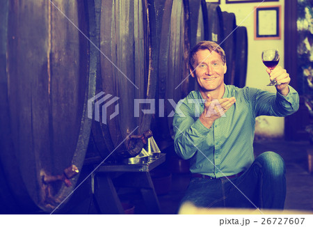 Man sommelier in wine cellar 26727607