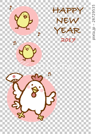 2017 年賀状　ニワトリ親子 26729535