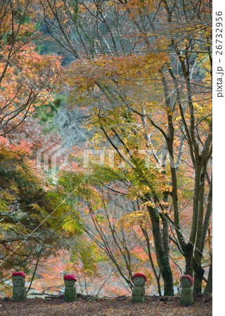 伽耶院　三木市　紅葉と赤い帽子の地蔵尊 26732956