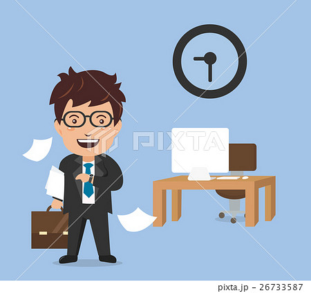 Finished time of businessman in hard working. 26733587