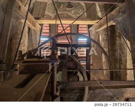 Detail of a rusty ancient mechanism in the old Detail of a rusty ancient mechanism in the old 26734711