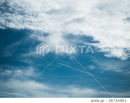 Blue sky with white light clouds close up. 26734861