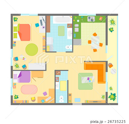 Apartment Floor Plan with Furniture Top View 26735225