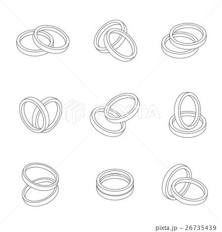 Wedding ring outline flat style compose design Wedding ring outline flat style compose design 26735439