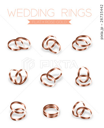 Wedding rings rose gold flat style compose design Wedding rings rose gold flat style compose design 26735442