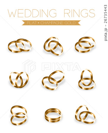 Wedding rings champagne gold flat style Wedding rings champagne gold flat style 26735443