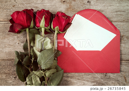 Envelope with blank mail and old roses Envelope with blank mail and old roses 26735845